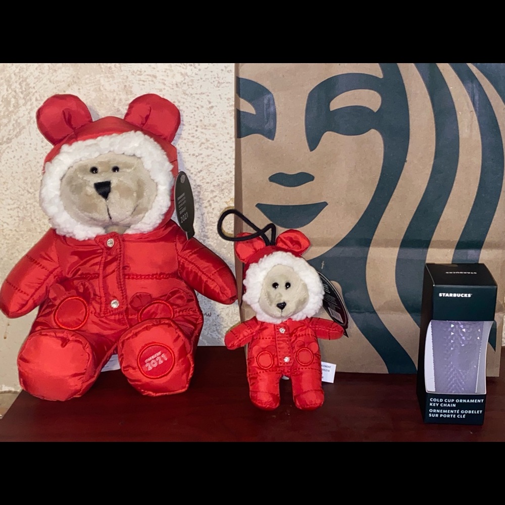 Starbucks 2021 Bearista bear, Bearista ornament & cold cup ornament